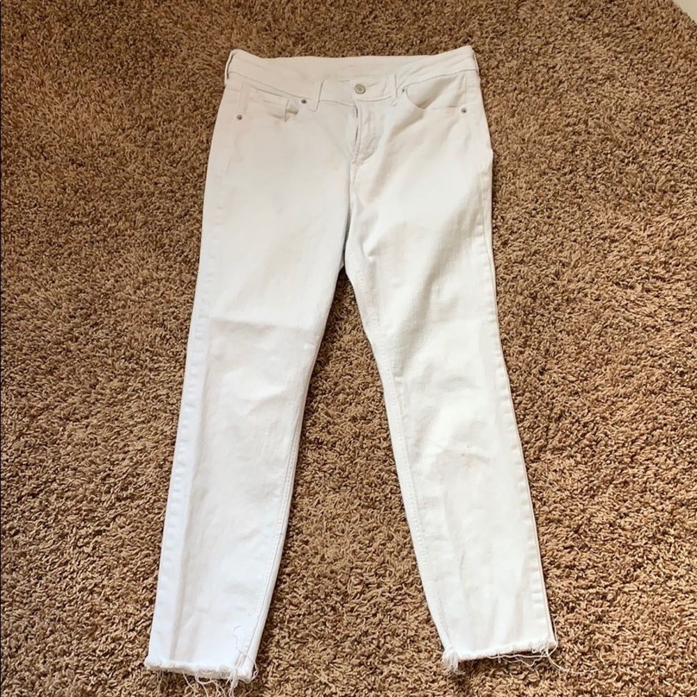 High Waisted Power Slim Straight Raw Edge Jeans